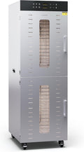 Klarstein Dörrautomat Edelstahl, 24-Stunden-Timer, 3.000 W, 30–90 °C, 50–55 dB, für Obst, 32 Edelstahl-Einlegeböden, 4 Ventilatoren, 2 Trockenkammern