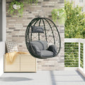 Hängesessel Korb ohne Gestell Anthrazit Poly Rattan, wetterfester Outdoor-Sessel mit weicher Polsterung für Garten, 1 Stück, Terrasse und Balkon