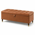 Gepolsterte Sitzbank mit Stauraum und Knopfheftung, 120 × 45 × 45 cm, Braun