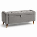 Gepolsterte Sitzbank mit Stauraum und Armlehnen, Grau, 116 × 44 × 58 cm