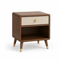 Nachttisch aus Holzwerkstoff mit Schublade und offenem Ablagefach, Braun/Beige/Goldfarben, 50 × 40 × 58 cm