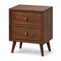 Nachttisch aus Holz mit 2 Schubladen, Braun, 50 × 40 × 60 cm, Retro-Stil