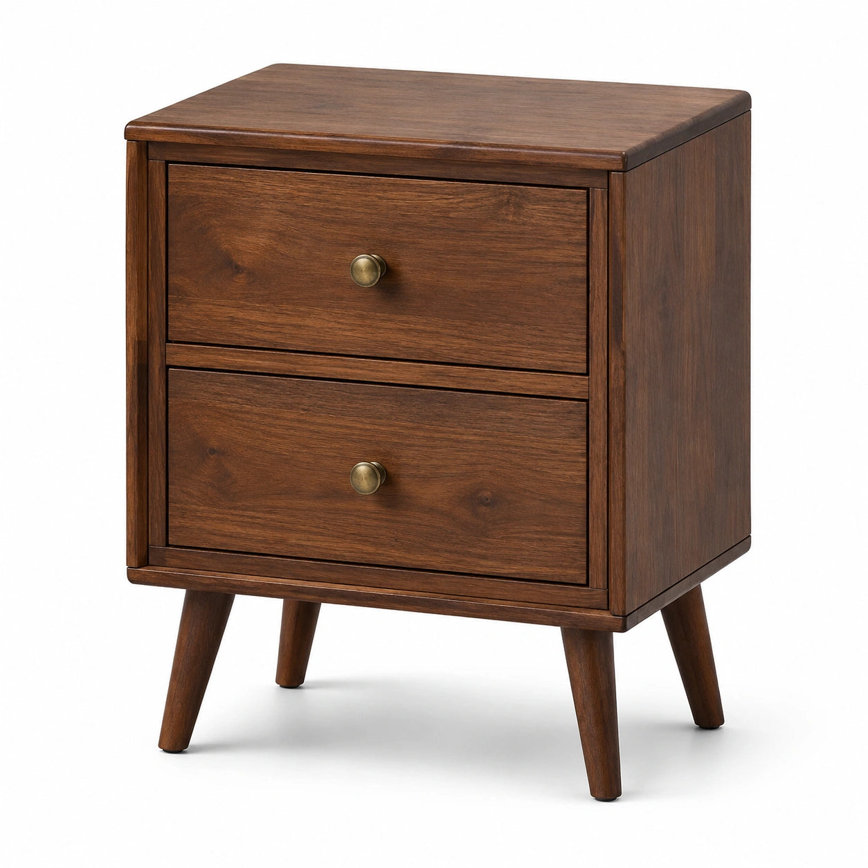 Nachttisch aus Holz mit 2 Schubladen, Braun, 50 × 40 × 60 cm, Retro-Stil