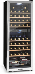Klarstein Weinkühlschrank, Outdoor-Kühlschrank mit Glastür, Leiser Weinkühler 5-18°C, Flaschenkühlschrank Klein mit UV-Schutz, 54 Flaschen