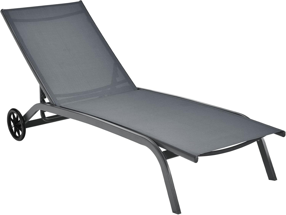 COSTWAY Sonnenliege mit Rollen, Gartenliege mit Verstellbarer Rückenlehne