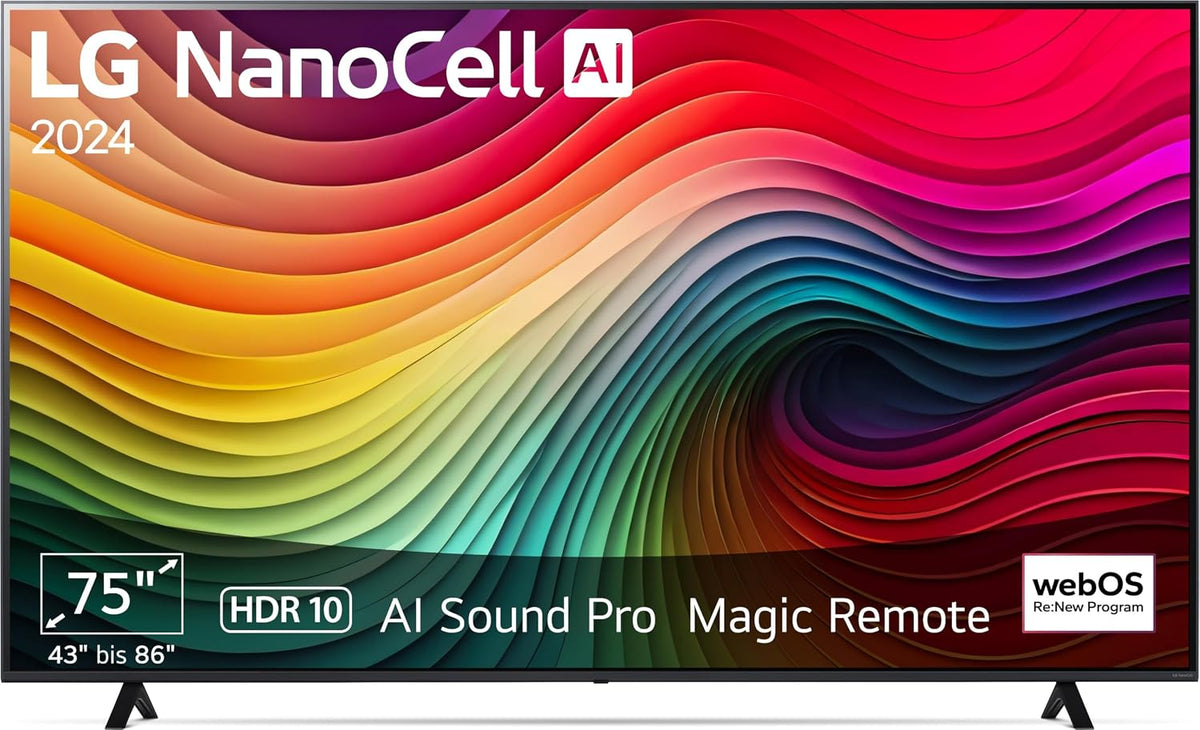 LG 75NANO81T6A TV 75' (190 cm) NanoCell Fernseher (α5 Gen7 4K AI-Prozessor, bis zu 60Hz) [Modelljahr 2024], HDR10, webOS 24