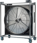BE COOL Stapelbare Windmaschine 90 cm, BCIWMSTP90P, 1000 W, 5 m Kabel, Industrieventilator mit 21.060 m³/h Luftstrom, 2 Stufen, Laufrollen