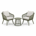 3-teiliges Gartenmöbel-Set Olivgrün/Beige mit 2 Sesseln 74 × 75 × 82 cm und Rundtisch Ø 50 × 45 cm