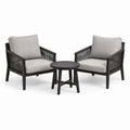 3-teiliges Gartenmöbel-Set mit 2 Gartensesseln 79 × 78 × 83 cm und Beistelltisch Ø 50 × 43 cm, Grau/Schwarz