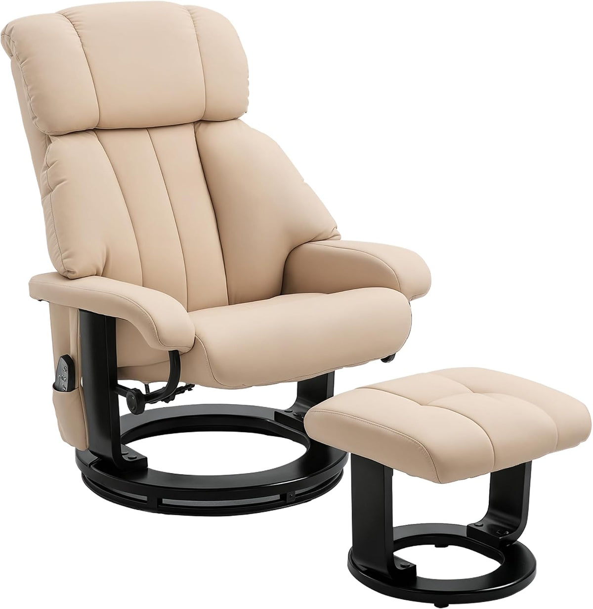 HOMCOM Relaxsessel mit Hocker, Massagefunktion, Liegefunktion, Cremeweiß