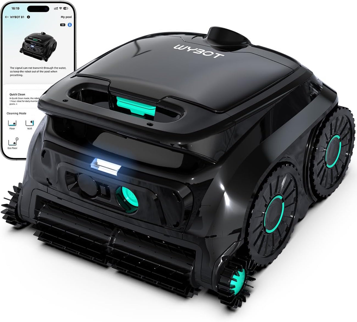 WYBOT OS600 Poolroboter Akku Wand und Boden, Wasserlinie, 5 Modi, 120 Min