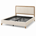 Modernes Polsterbett Creme/Natur/Schwarz, 174 × 217 × 112 cm, Liegefläche 160 × 200 cm