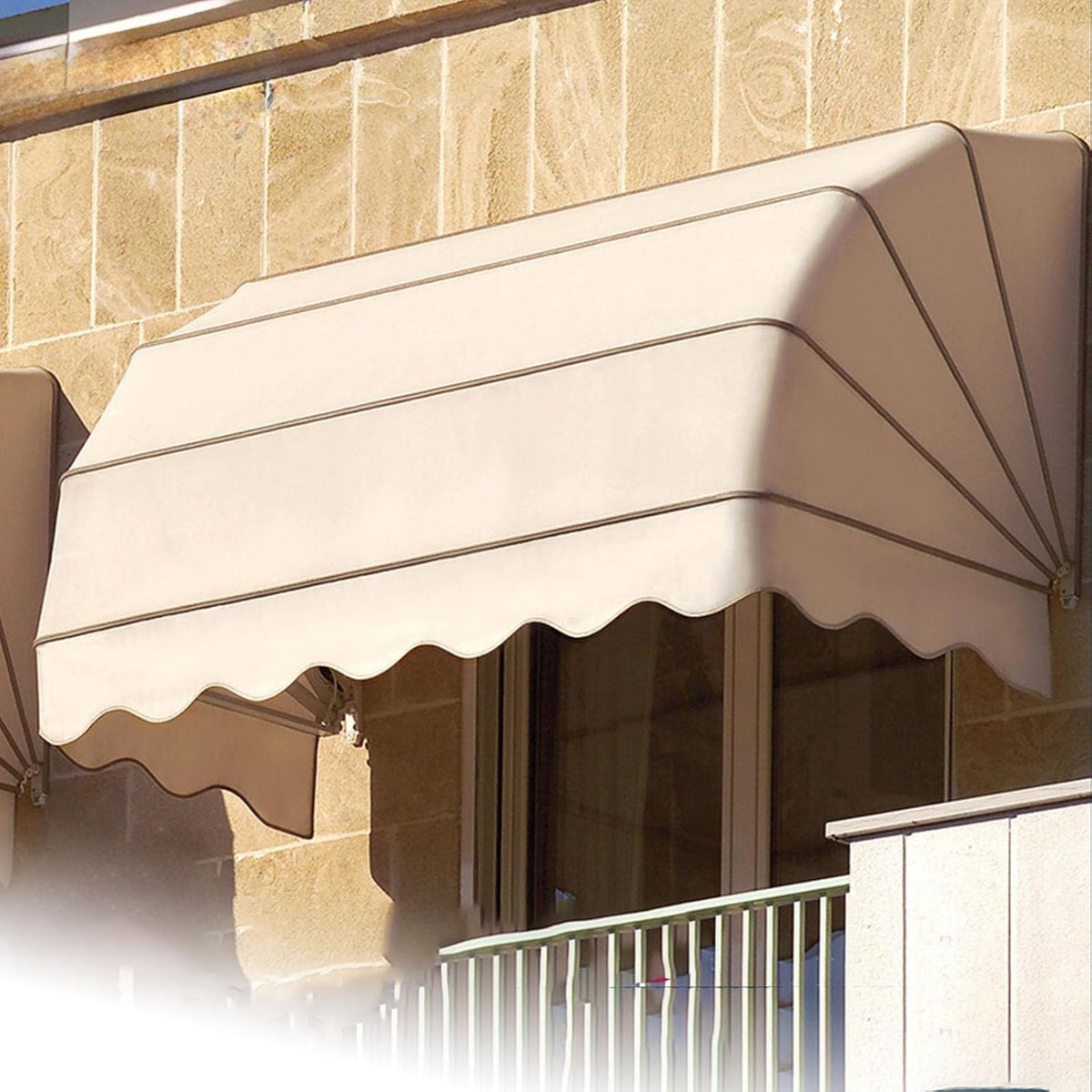 Französische gebogene einziehbare Markise, Terrassenmarkise für Regen, Fenstermarkise, Türüberdachung, wasserdicht, Polyester, faltbar, Schneeschutz