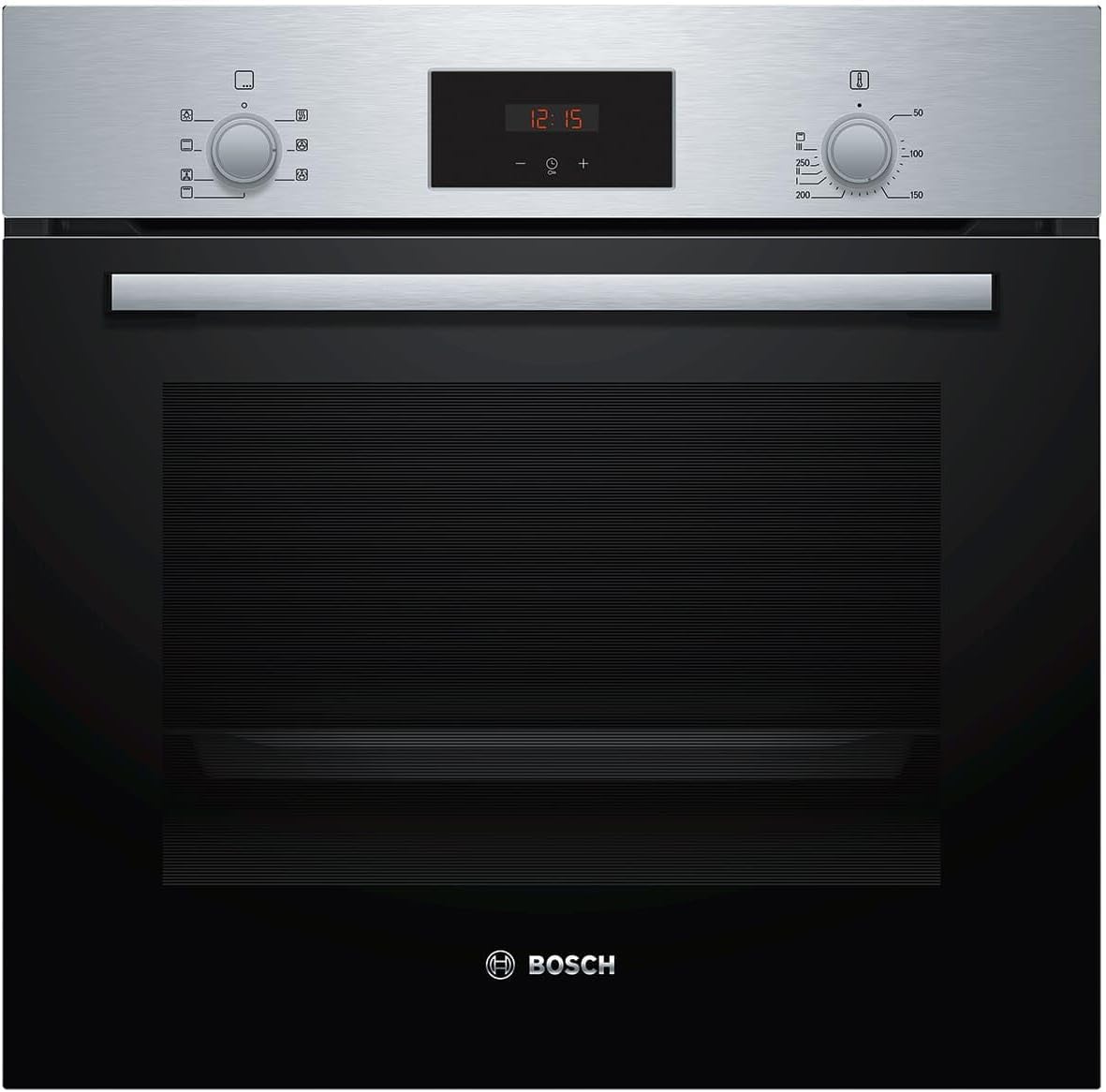 Bosch HBF133BR0 Serie 2 Einbau-Backofen, 60 x 60 cm, EcoClean Direct Reinigungshilfe, 3D Heißluft Backen auf 3 Ebenen, LED-Display, Schnellaufheizung