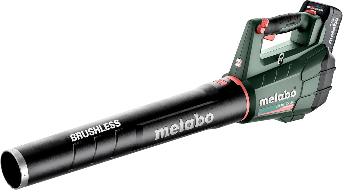 metabo Akku-Laubbläser LB 18 LTX BL, 18 V Laubgebläse mit 2 Akkus &