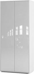 Büroschrank Amira T00, 180x80x40 cm, Weiß/Weiß Hochglanz