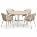 5-teilige Garten-Essgruppe Beige/Creme/Naturfarben mit ovalem Tisch 150 × 90 × 75 cm und 4 Armlehnstühlen 60 × 62 × 82 cm