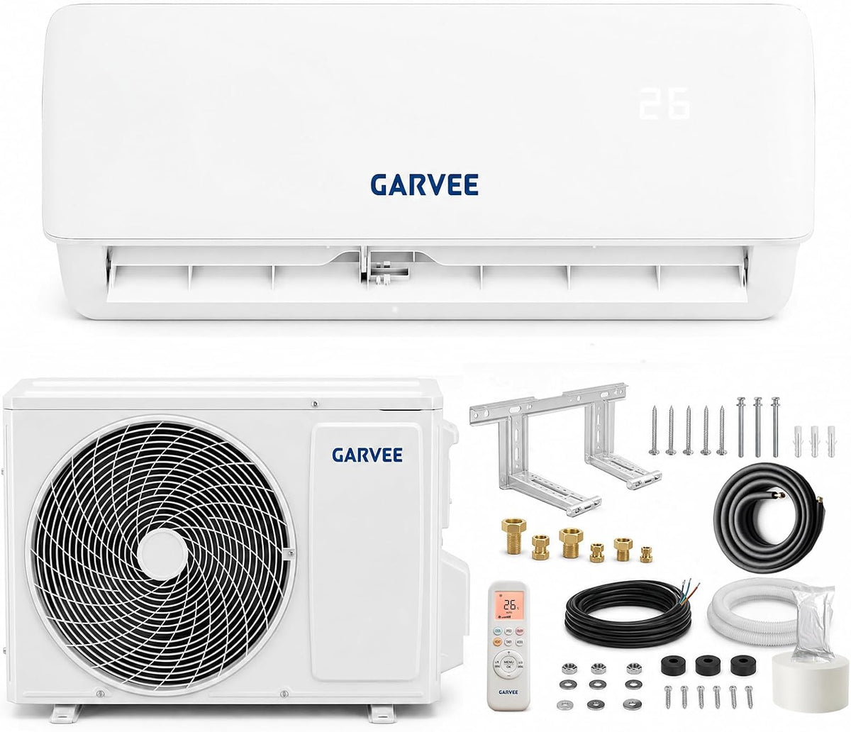 24000 BTU Split Inverter Anlage 7,2 kW Kühlen & Heizen, mit sämtlichem Montagezubehör, A++ Effizienz, R32, WiFi App Steuerung, leise