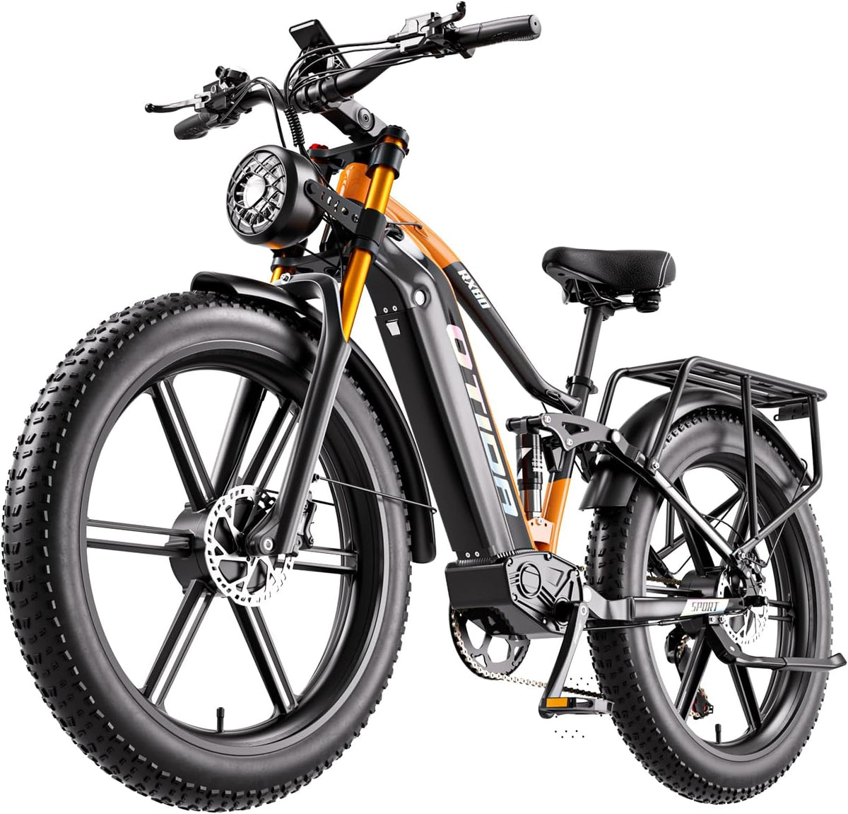 Doppelter Motor 190 N.m E Bike Herren Damen Elektrofahrrad, 26x4 Zoll Electric Bike 7-Gang Getriebe mit LCD-Display Vollfederung E Fahrrad, 140km