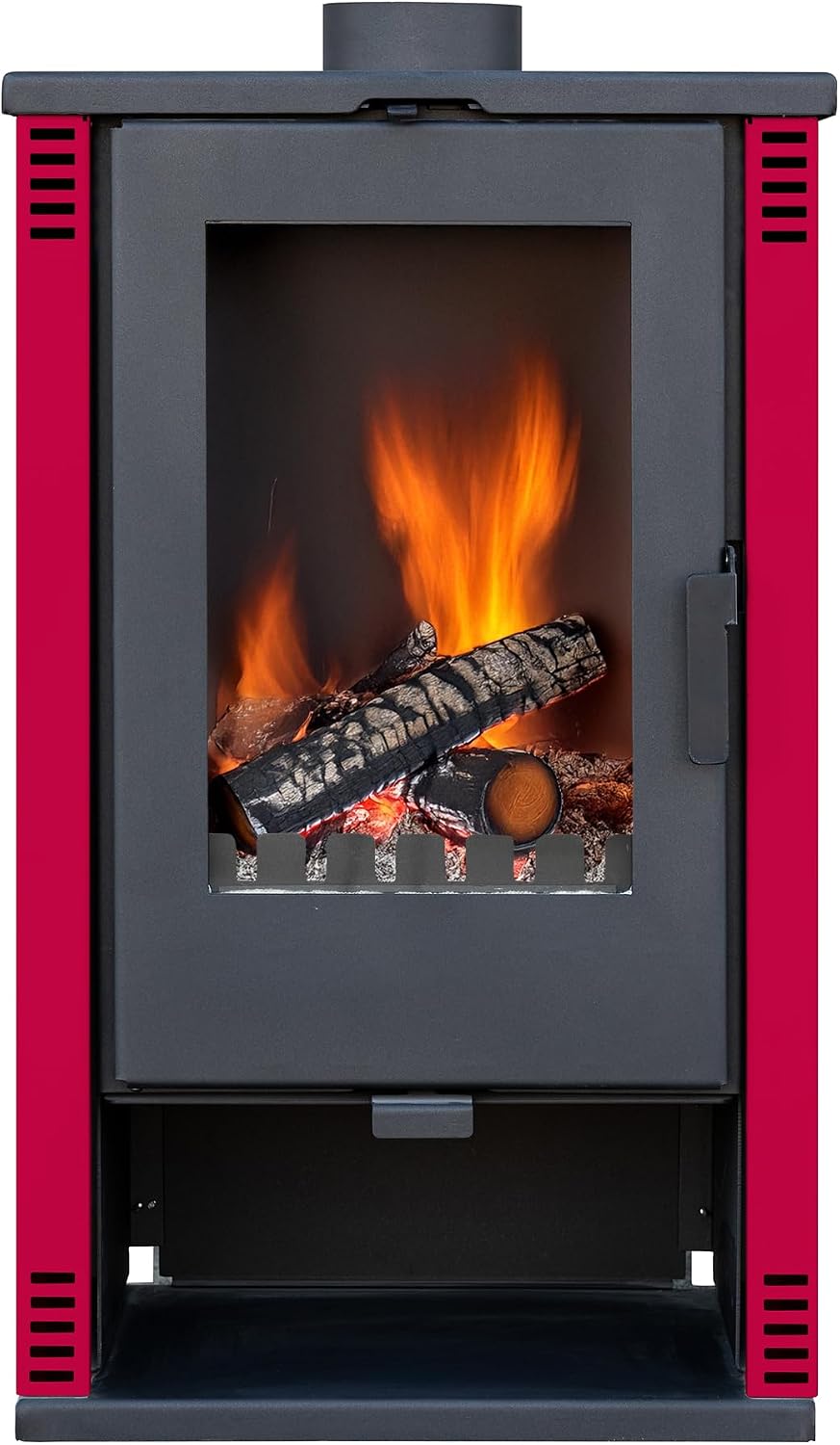 Kaminofen holzofen ALAZ K10M Burgundy-Rot 10 kW, Kamin Heizofen Dauerbrandofen Holzofen, Кaminholz Hüttenofen, Кaminfeuer, Briketts Kamin