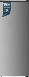 homeX Gefrierschrank NoFrost, 161L Nutzinhalt, 4-Sterne Gefrieren, FSN1611E-S, leise 39 dB, Tiefkühlschrank groß, Freezer No Frost, silber