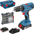 Bosch Professional 18V System Akku Schlagbohrschrauber GSB 18V-21 (inkl. 2x 2.0Ah Akku, 40tlg. Zubehör Set, L-BOXX)