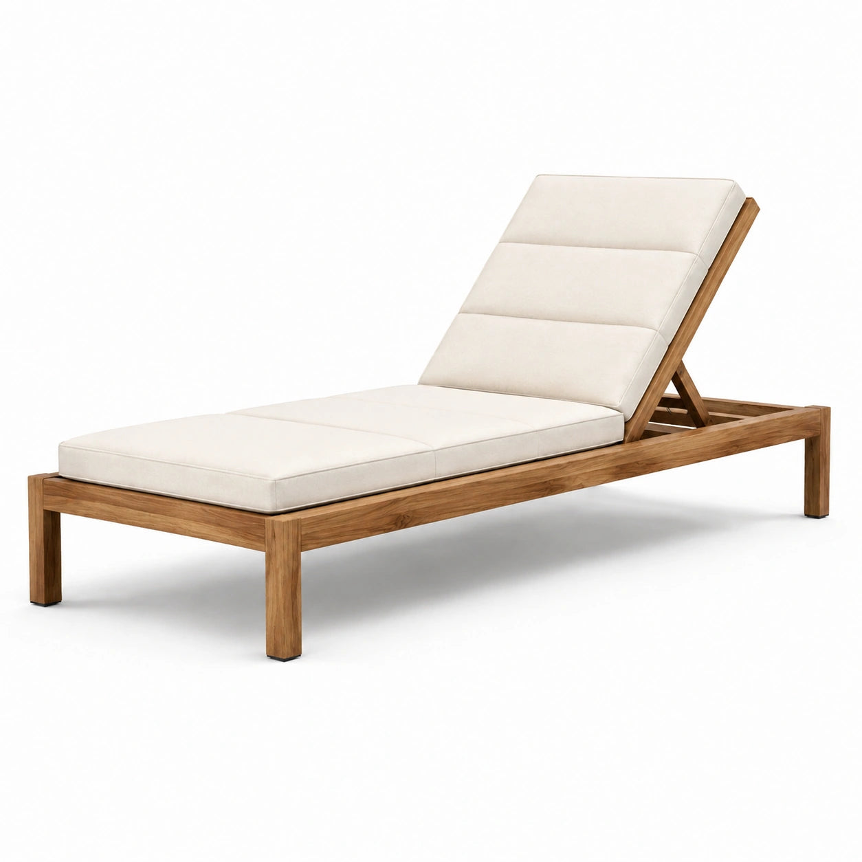 Holz-Gartenliege mit verstellbarer Rückenlehne, Creme/Braun, 200 × 75 × 90 cm