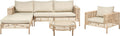 Lounge Set Polyrattan beige mit Auflagen 4-Sitzer rechtsseitig Calasetta