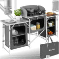 tectake Camping Küche, Küchenschrank mit Arbeitsplatte und Staufächern für Outdoorküche, Wohnwagen oder Auto Camping mit Tragetasche, Reiseküche