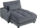 HOMCOM Chaiselongue 2 Sitzer Schlafsofa Cord-Optik 114 x 147 cm Dunkelgrau