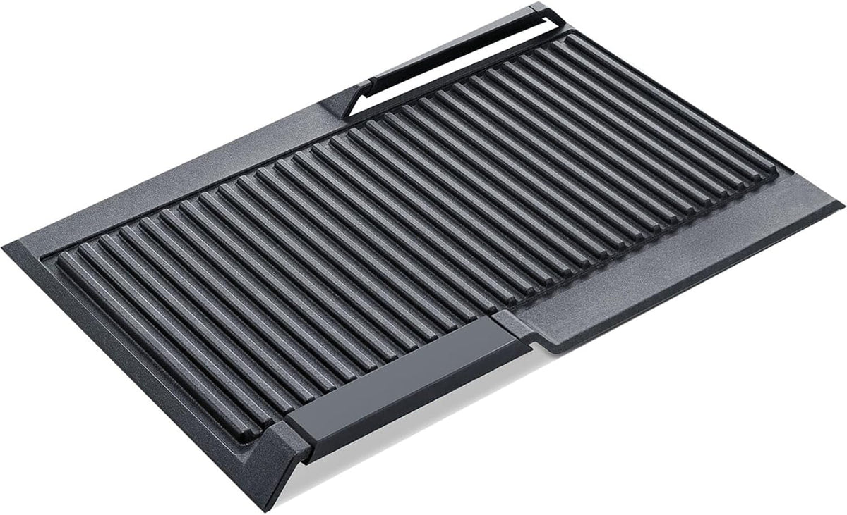 Bosch HEZ390522 Zubehör für Kochfelder, für das Braten von Steak und Gemüse wie auf einem Grill, Grillplatte, Made in Germany