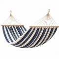 Hängematte mit Holzstäben, 200 × 100 × 1 cm, blau-cremefarben gestreift, für Garten, Terrasse und Balkon