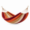 Gestreifte Hängematte aus Textilgewebe, 200 x 150 cm, Rot/Orange/Beige, für Innenbereich, Balkon und Garten
