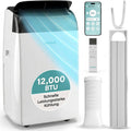 SereneLife Mobile Klimaanlage 12000 BTU, 3.52kW- Für Räume bis 40 m², Klimagerät mit Abluftschlauch Fensterkit, WLAN, Leiser Betrieb, Rollen und Timer