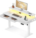OffiGo Höhenverstellbarer Schreibtisch mit Schubladen, 120cm, Weiß