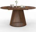 IDMarket, 150 cm, Fuß aus Nussbaum, Platte aus Nussbaum, Esstisch, ausziehbar, rund, Carmen, 4-8 Personen, Latten, 110