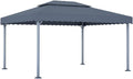 Pavillon 4x3m Anthrazit Gartenpavillon mit Doppeldach Aluminium Stahl Gestell Stabiles Partyzelt für Garten Terrasse Outdoor Events 400x300x270cm