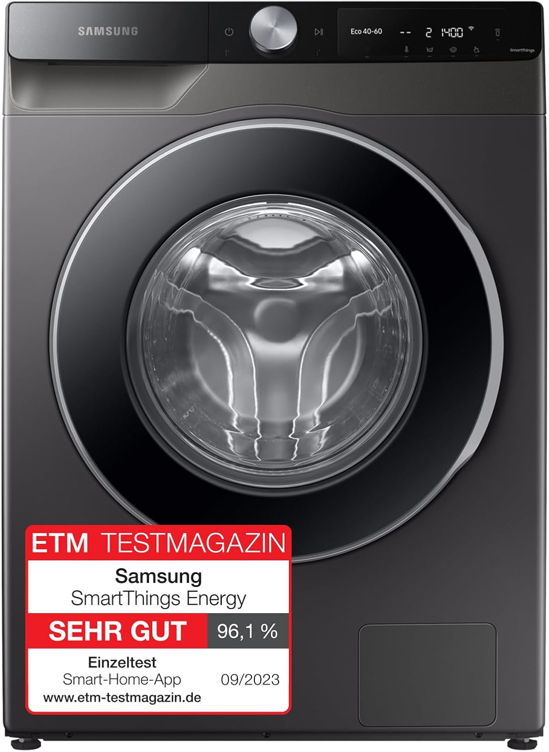Samsung Waschmaschine, WW80T604ALXAS2, 8 kg, 1400 U/min, Ecobubble, Simple Control, WiFi SmartControl, SuperSpeed 59 Min, Inox/Schwarz