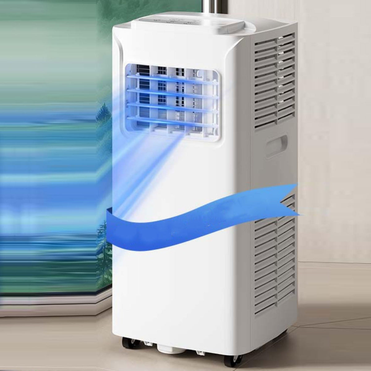 Tragbare Klimaanlage mit Fernbedienung, 24-Stunden-Timer, oszillierendes Kühlgerät für Zuhause/Büro bis zu 28 m², Fensterbelüftungsset