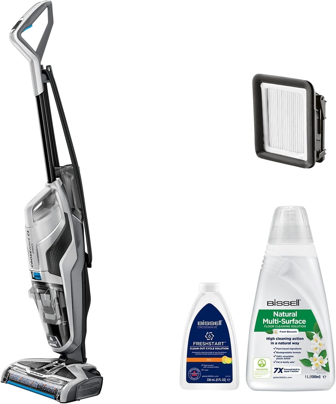 BISSELL CrossWave C3 Pro, 3-in-1 Waschsauger, 3555N, Nass Trockensauger mit Kabel, Saugt, Wischt & Trocknet, Nasssauger, Mehrflächenreinigung
