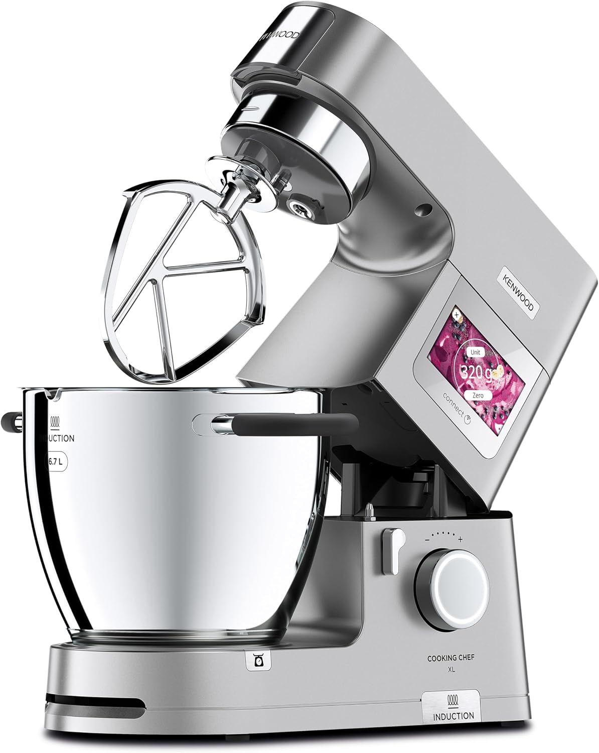 Kenwood Cooking Chef XL KCL95.004SI Küchenmaschine mit Kochfunktion & integrierter Waage, 1500W, inkl. 5-teiligem Patisserie-Set, Silber