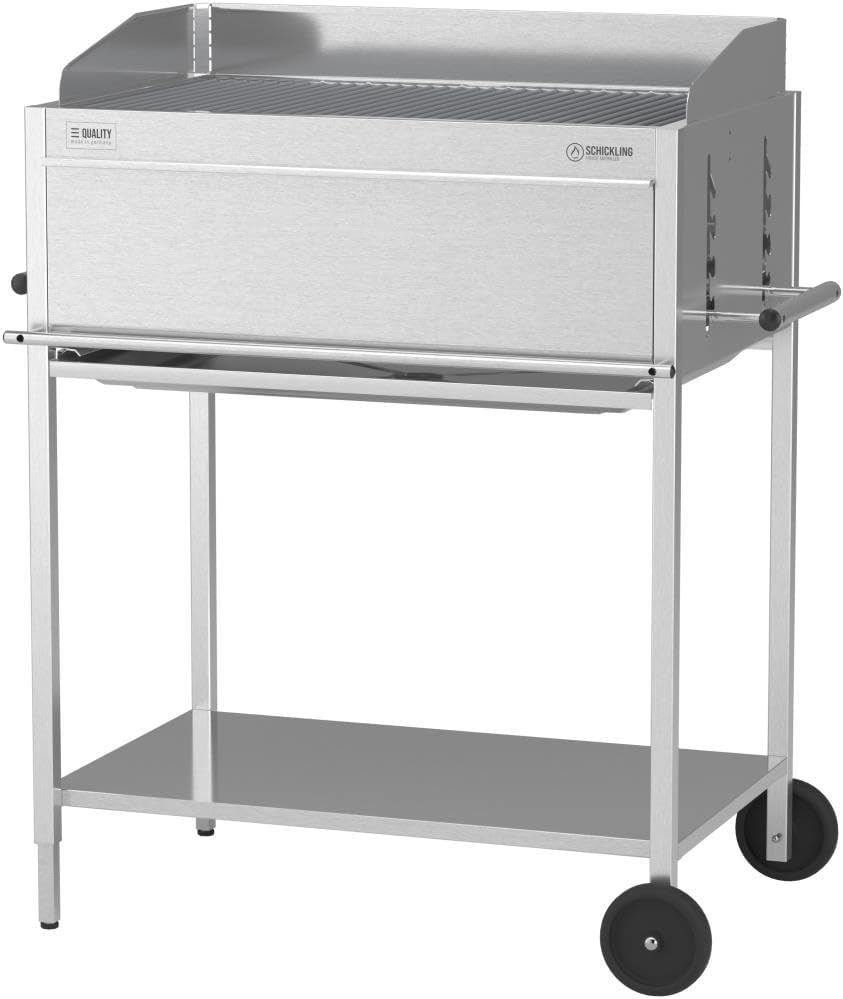 Schickling Holzkohlegrill 'Walter XL, Holzkohle Grill, Basic' BBQ Edelstahlgrill Grillwagen, Rechteckig, 100% Edelstahl, Made in Germany