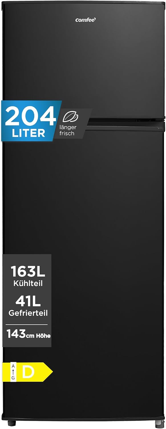 Comfee' 204L kühlschrank mit gefrierfach(-24℃), 39dB, 143 cm Höhe, EEK D