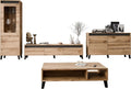Mirjan24 Wohnzimmer-Set Kaspro I, Schrankwand im Set: 2X Kommode, Vitrine (Wotan/Anthrazit), Wohnzimmerschrank, TV-Lowboard, Couchtisch