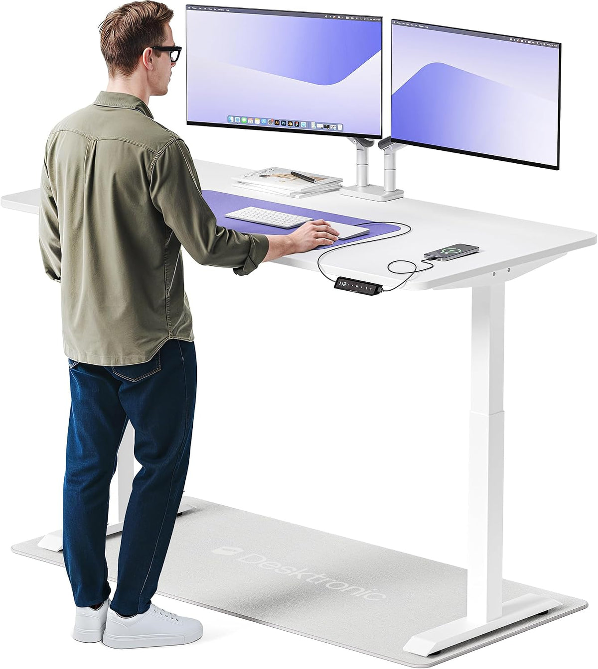 Desktronic Homeone Höhenverstellbarer Schreibtisch 160 × 80 cm, Elektrischer Schreibtisch Mit Zwei Elektrischen Motoren