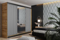 KIER FURNITURE Schränke für Stauraum, Eleganter Kleiderschrank Schrank Garderobe, Schrank, Eiche Craft Gold & Graphit 200x205x59 cm, Malani 200