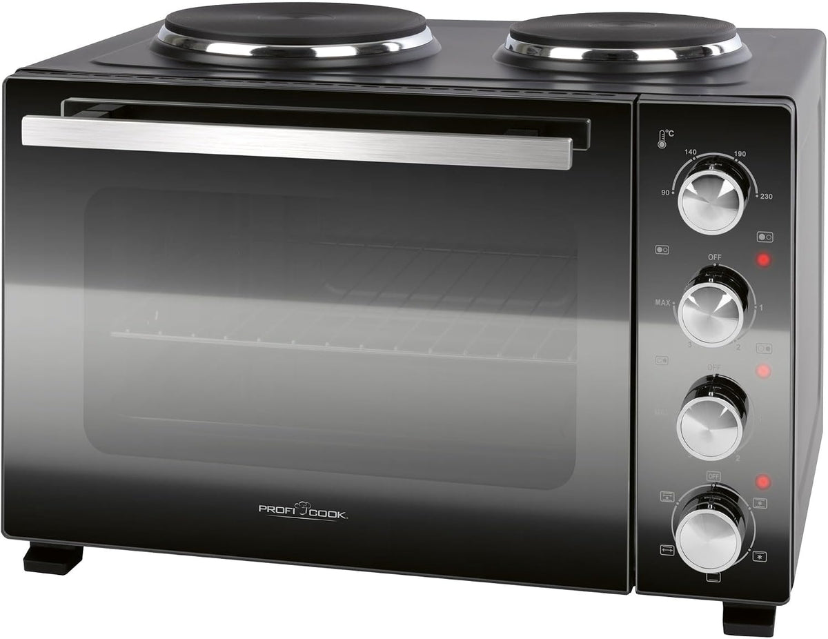 ProfiCook Minibackofen mit Kochplatten und Drehspieß