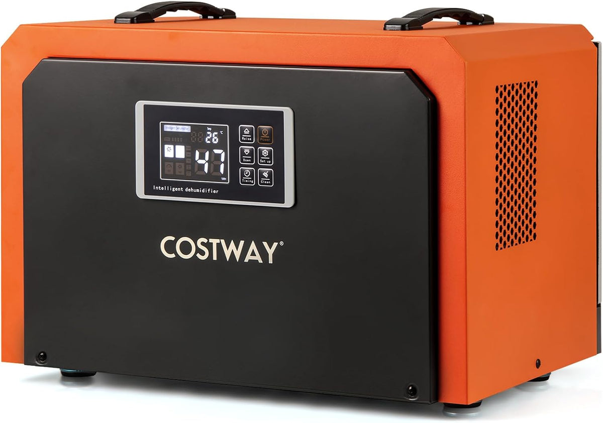 COSTWAY 60 L/Tag Bautrockner kommerziell, Luftentfeuchter mit Ablaufschlauch & 24H Timer, Industrie Trocknungsgerät für Keller, Lagerhaus, Baustelle