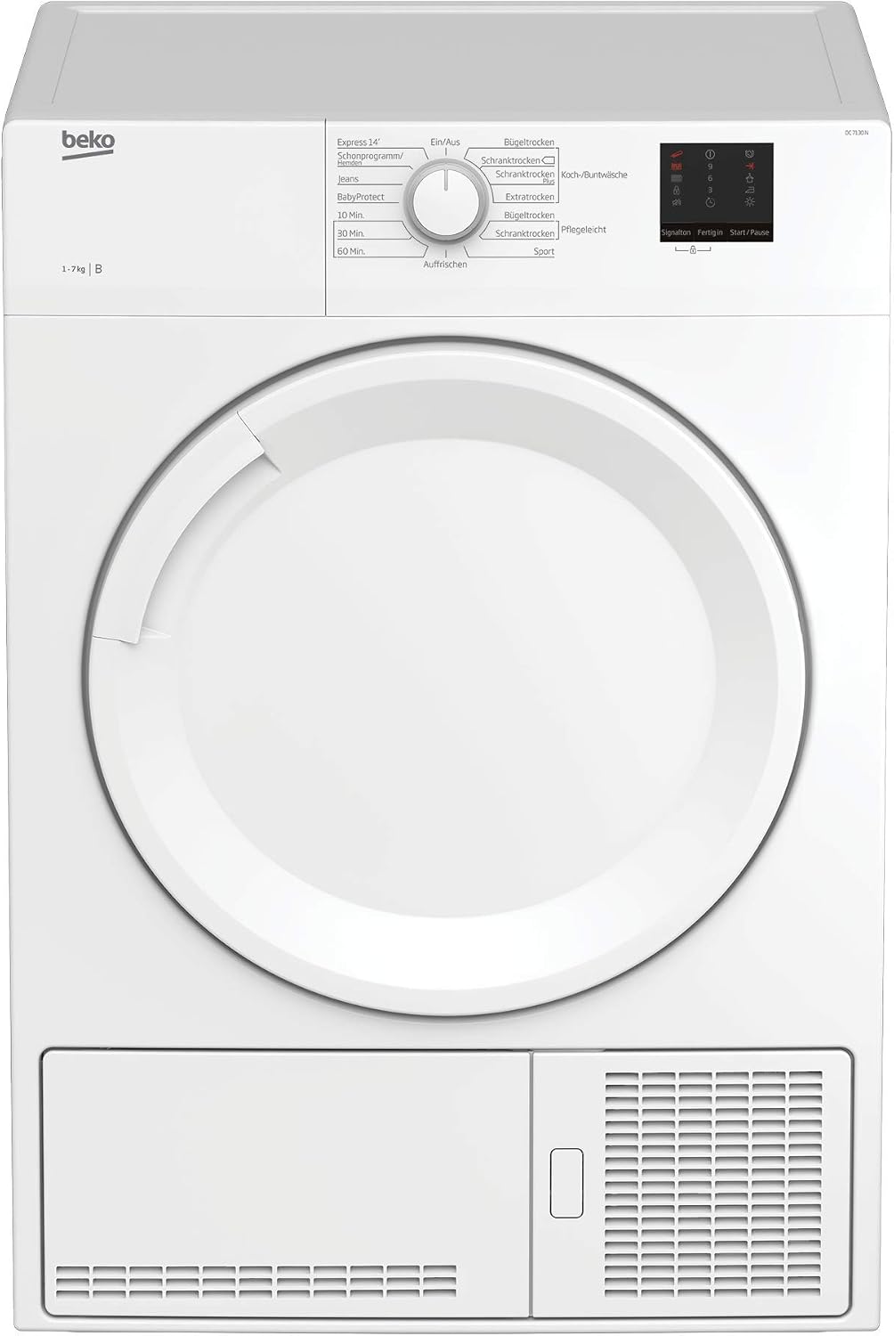 Beko DC 7130 N b100 Kondenstrockner, 7 kg, Elektronische Feuchtemessung, Automatischer Knitterschutz, AquaWave-Schontrommel, 15 Programme