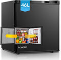 FOHERE Mini Kühlschrank 46L mit Eisfach, Kühlschrank Klein, Getränkekühlschrank für Büro, Temperaturregelung, Energiesparend, Leise, Schwarz